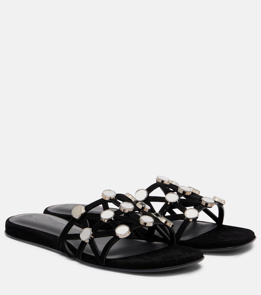 the attico grid embellished suede flat sandals
