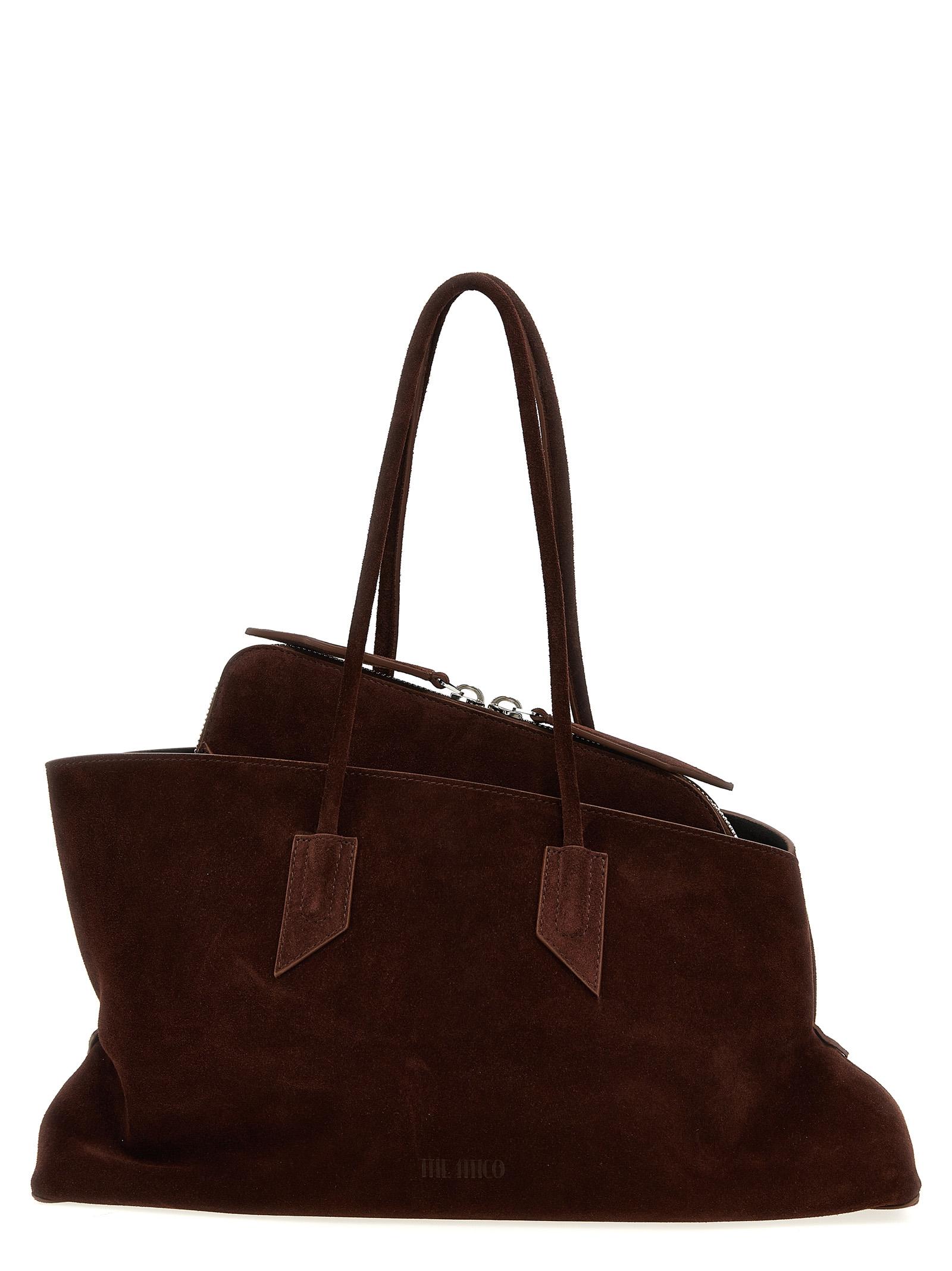 the attico la passeggiata medium shoulder bag brown calfskin leather - women