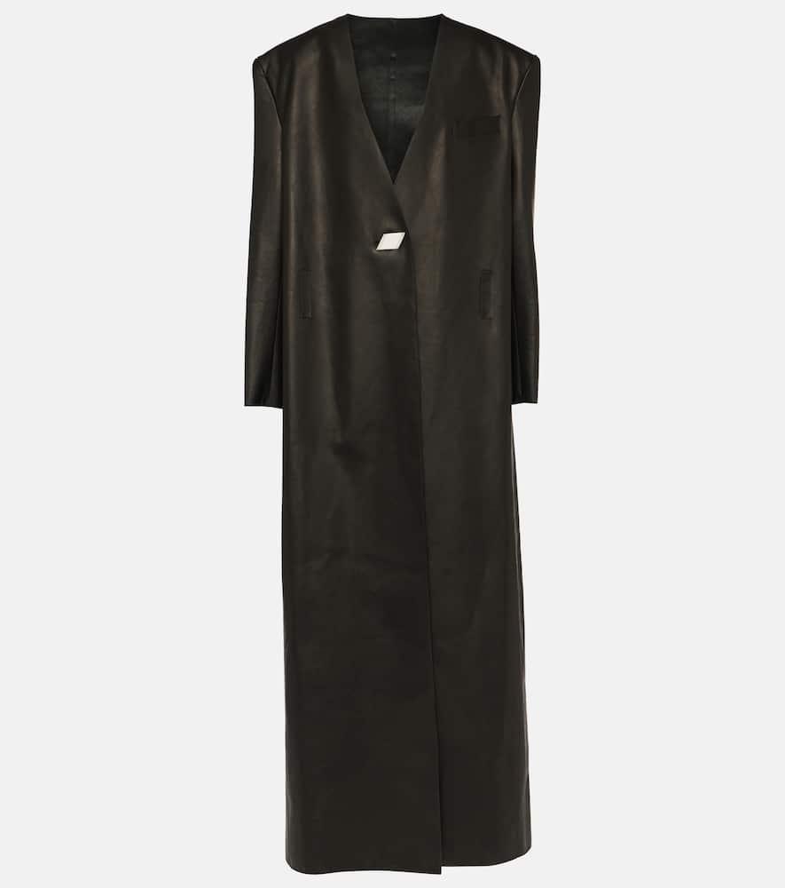 the attico leather maxi coat