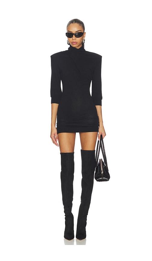 the attico light wool mini dress in black.