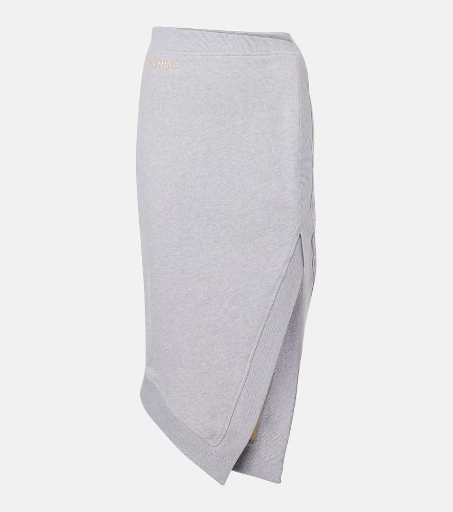 the attico logo asymmetric cotton jersey midi skirt