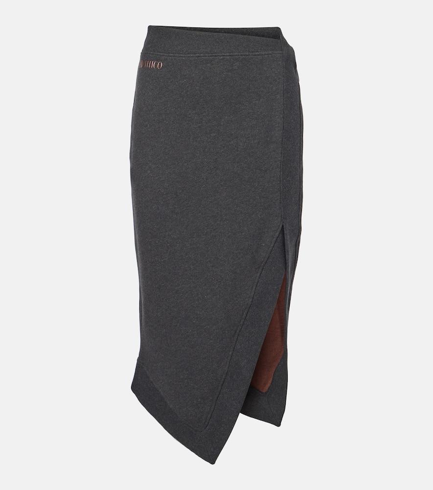 the attico logo asymmetric cotton jersey midi skirt