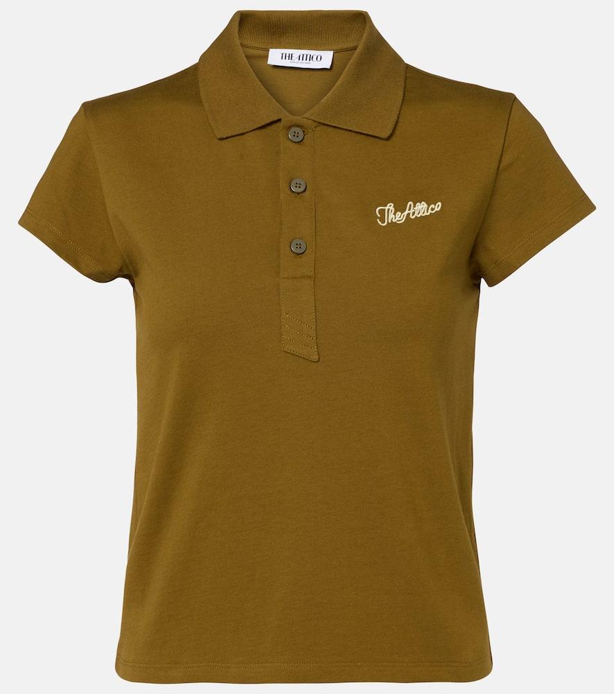 the attico logo cropped cotton jersey polo shirt