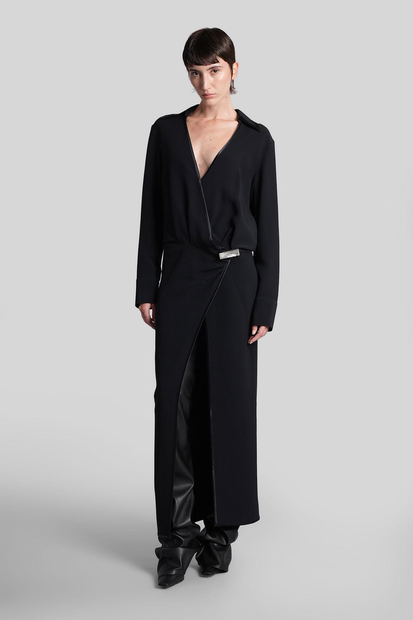 the attico long dress in black acetate