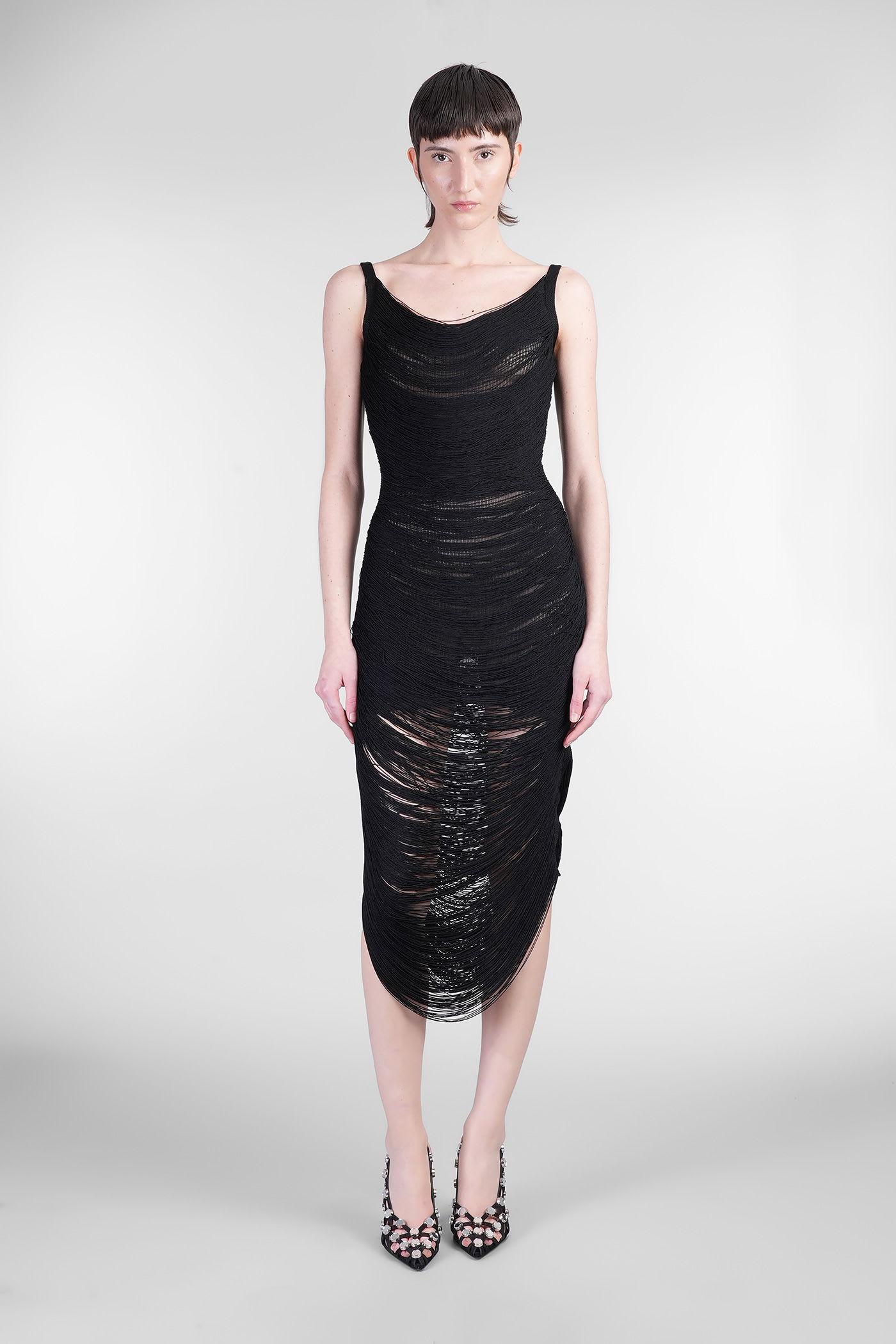 the attico long dress in black viscose