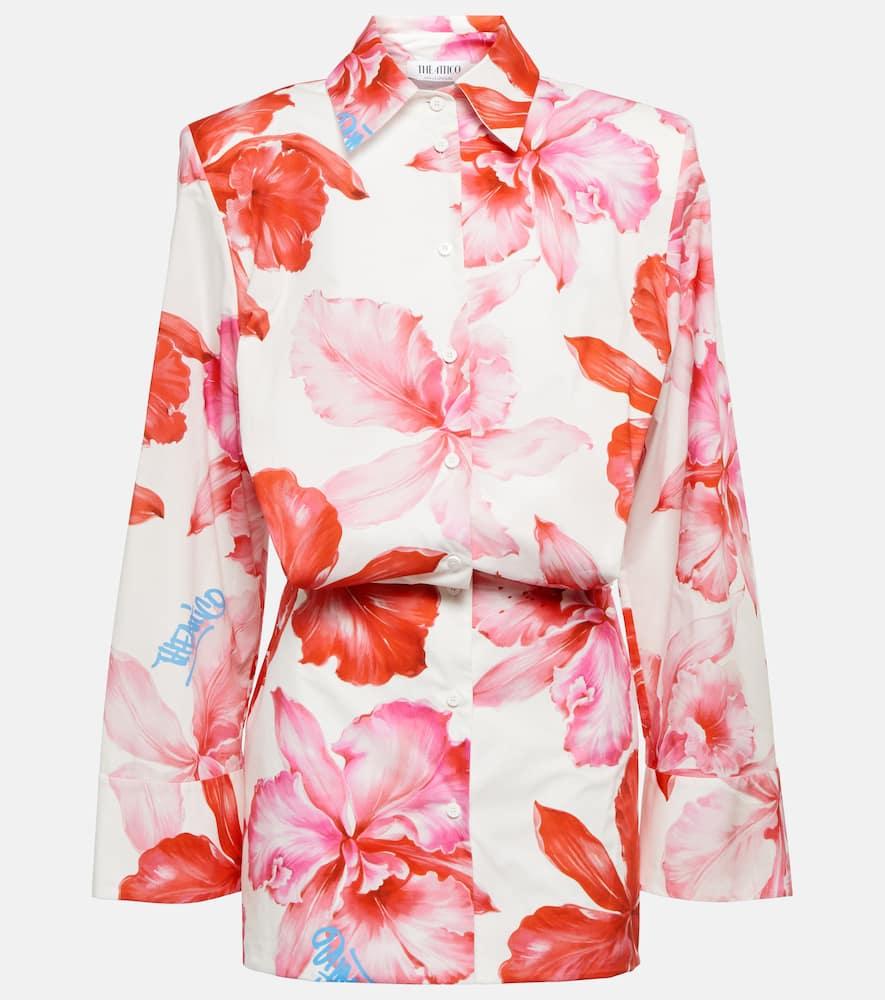 the attico margot floral cotton shirt dress