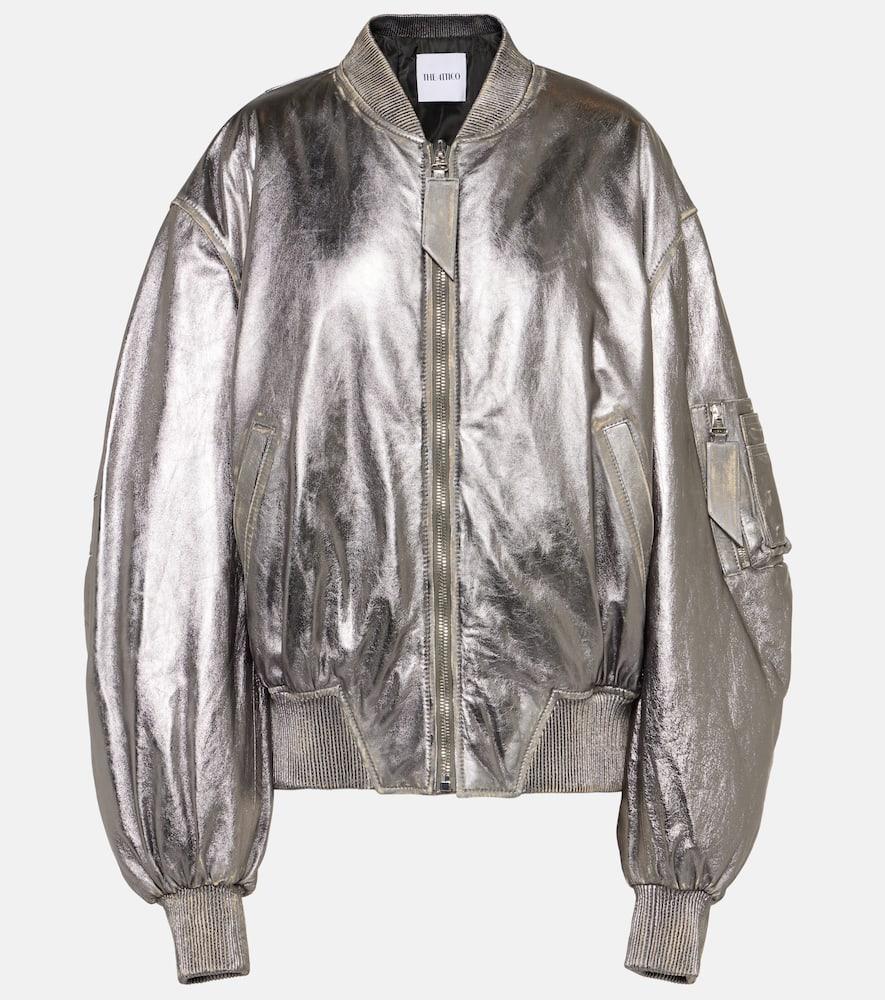 the attico metallic leather bomber jacket