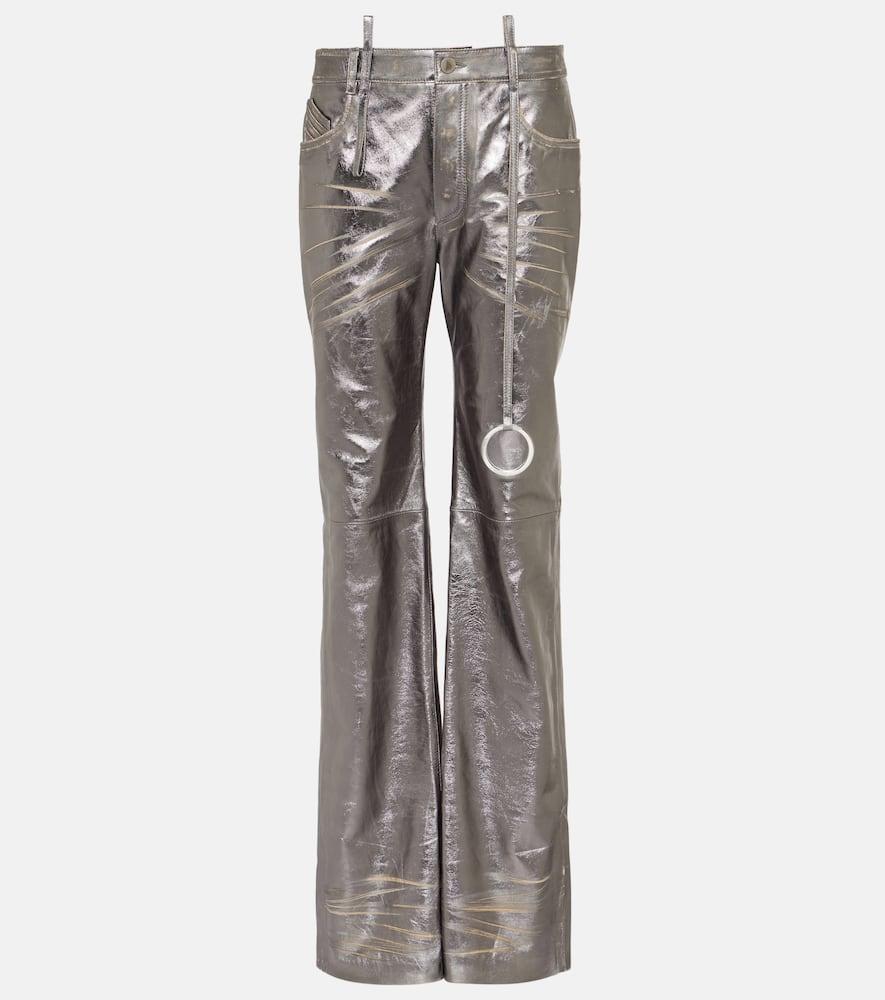 the attico metallic leather straight pants