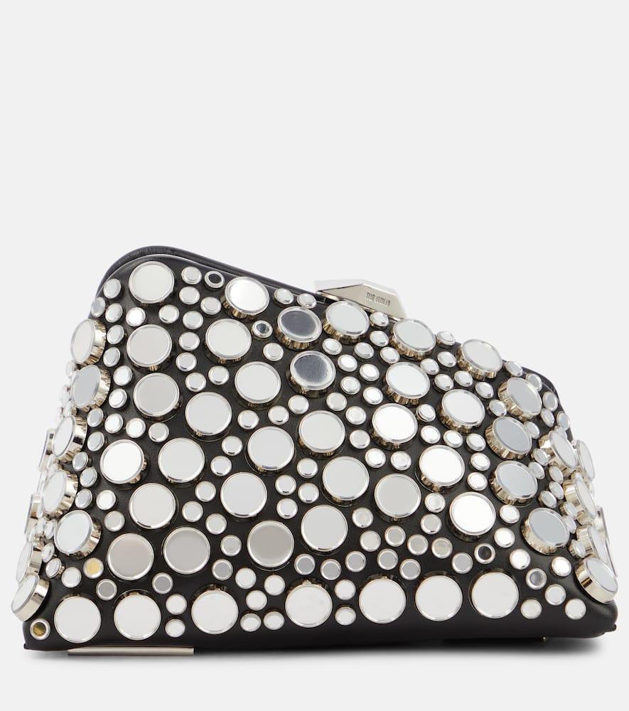 the attico midnight mini studded leather clutch