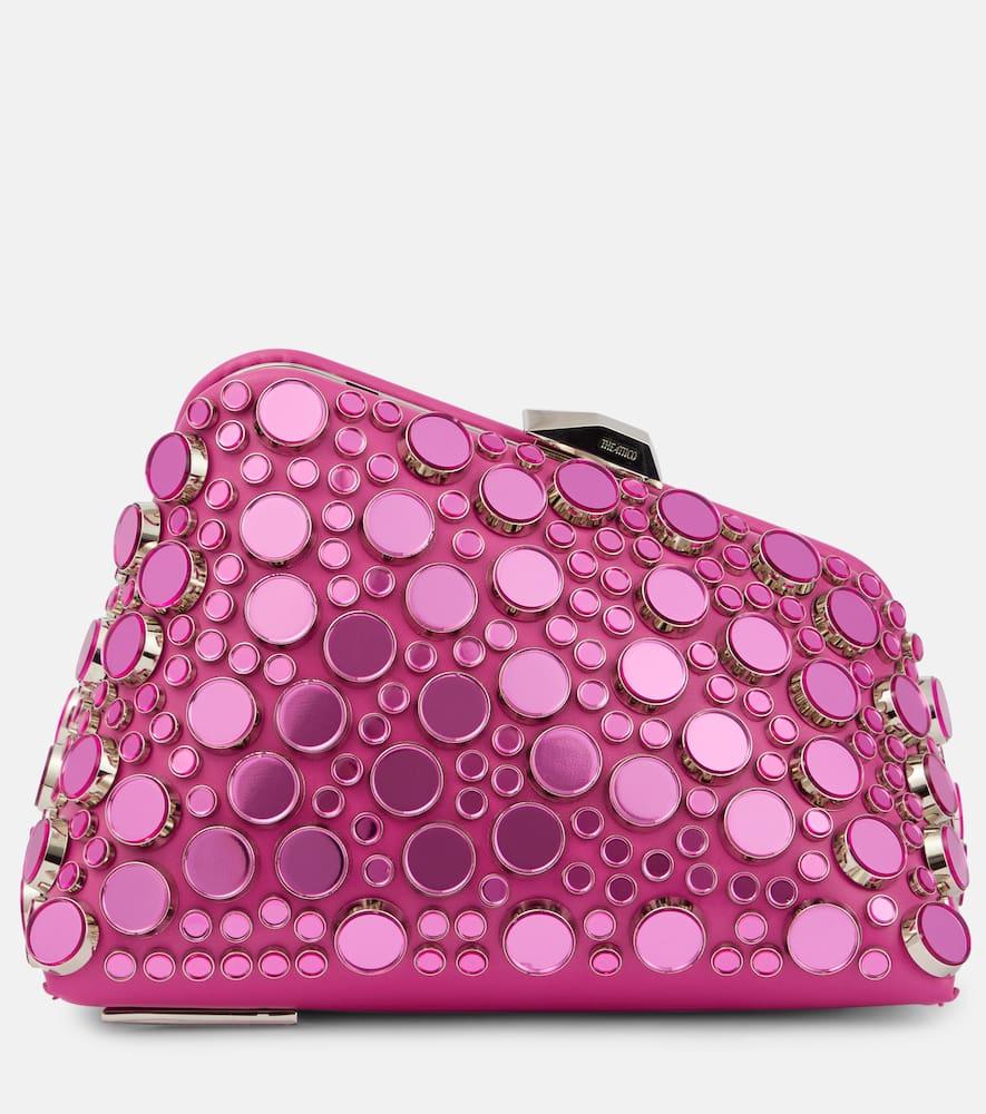 the attico midnight studded leather clutch