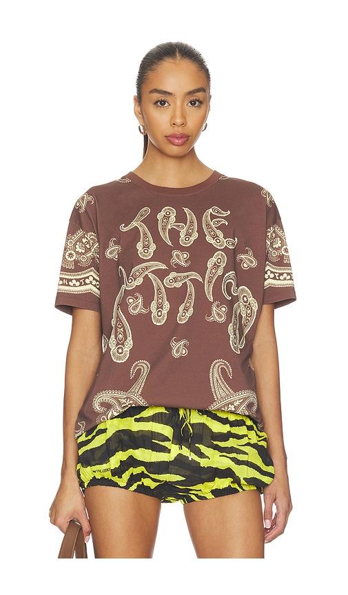 the attico paisley t-shirt in brown.