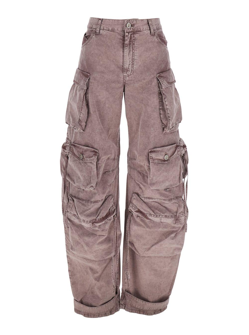 the attico pink jeans with logo patch on the rear and turn-up cuffs in denim woman