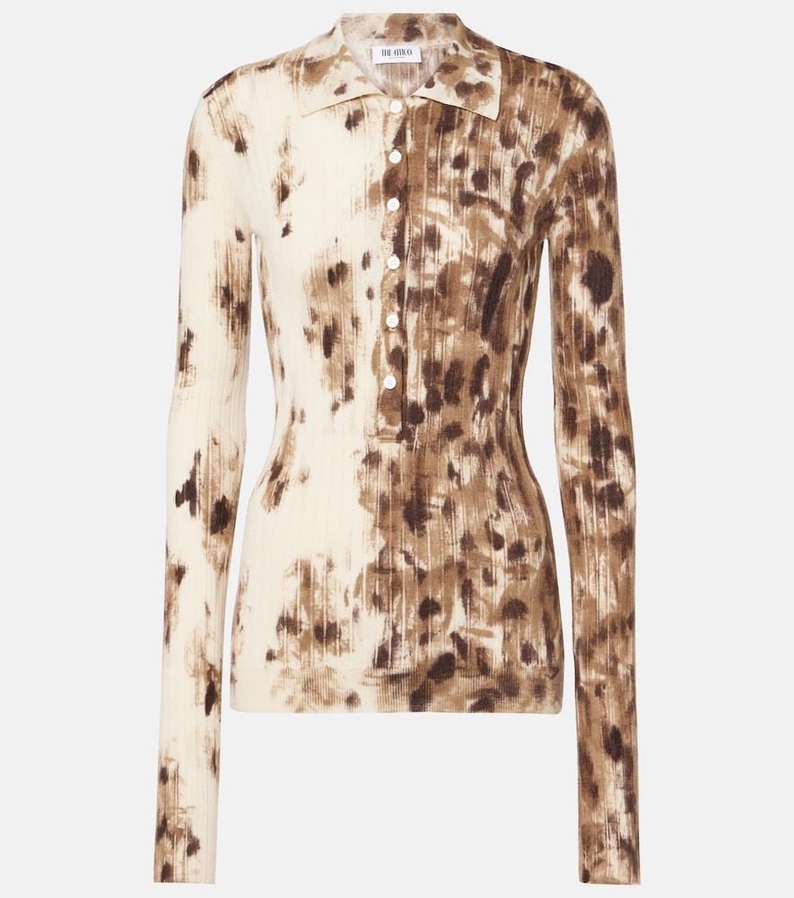 the attico printed cashmere and silk polo sweater