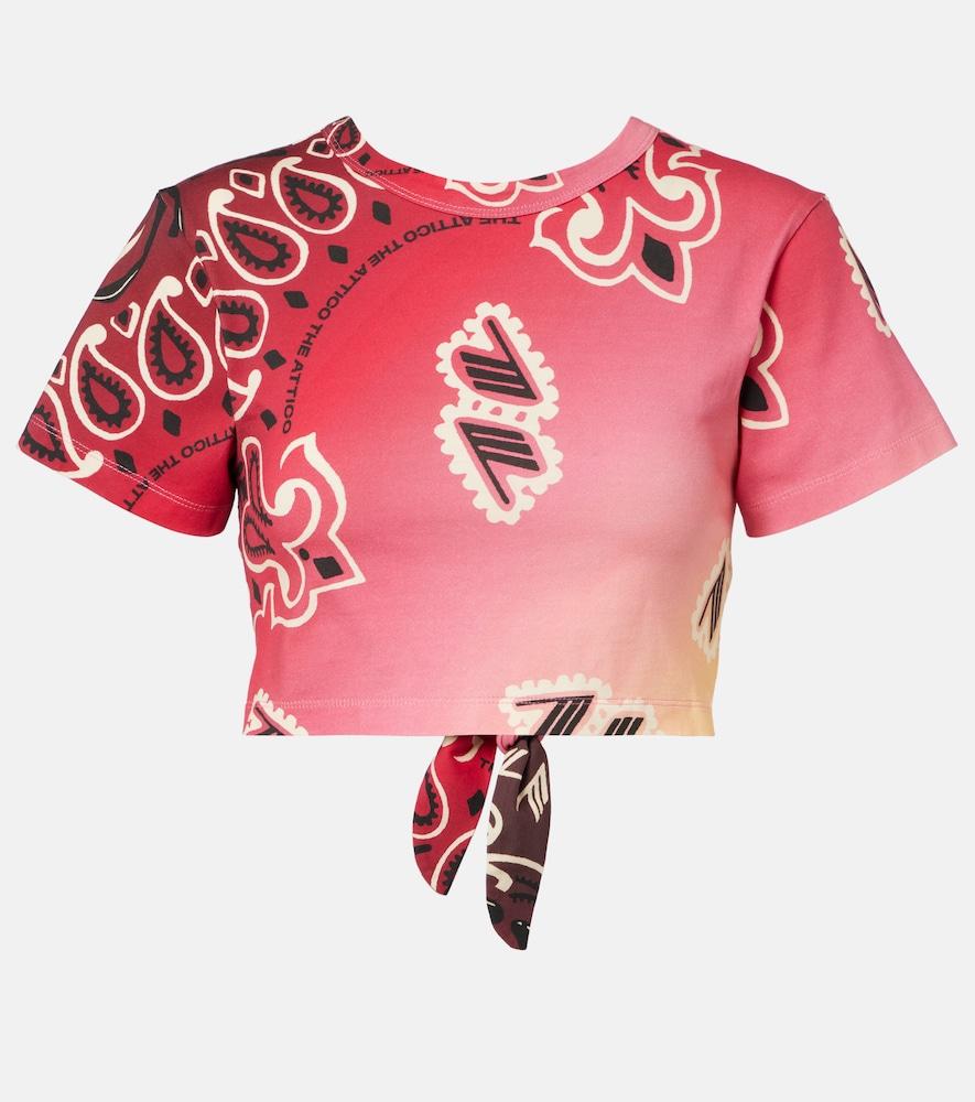the attico printed cotton crop top