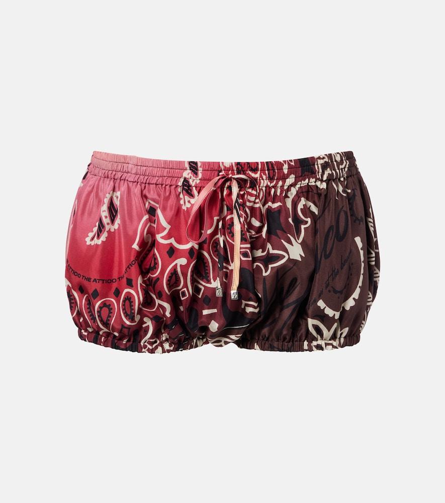 the attico printed silk shorts
