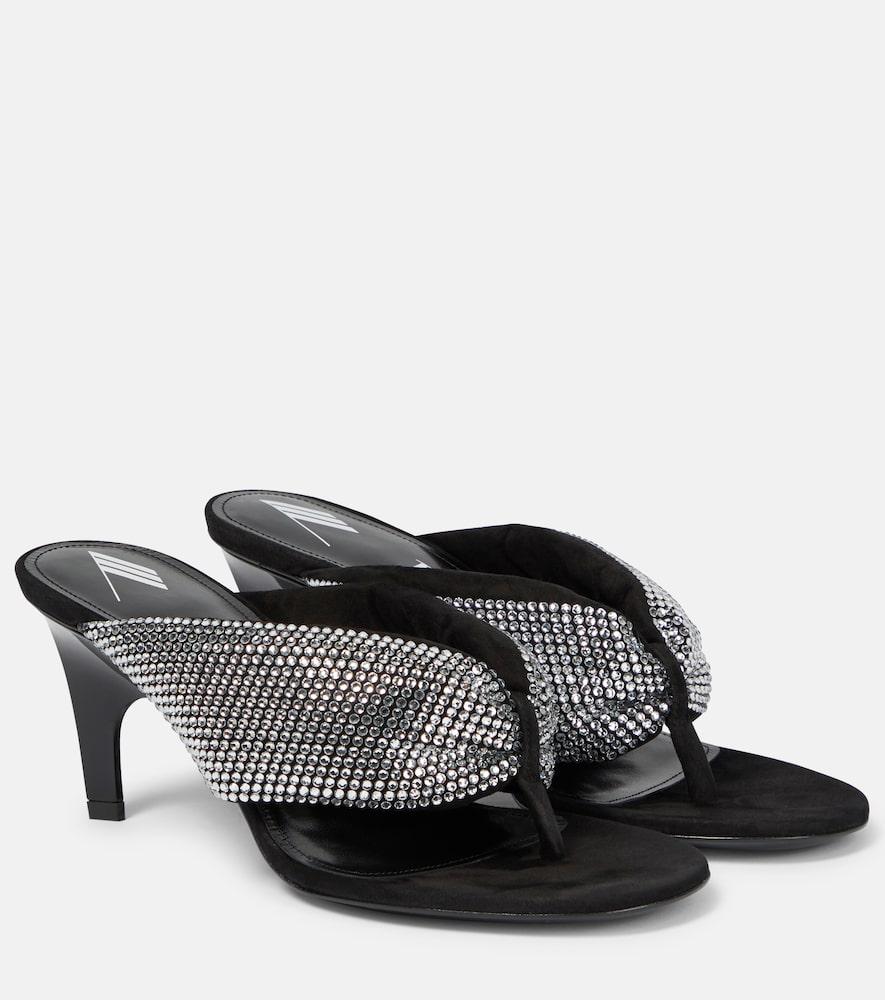the attico rem satin crystal-embellished thong sandals