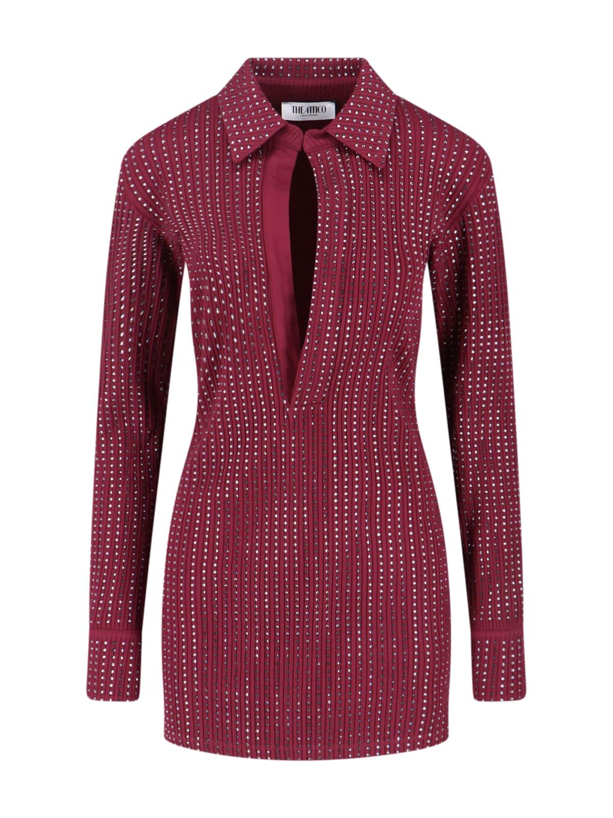 the attico rhinestone mini dress