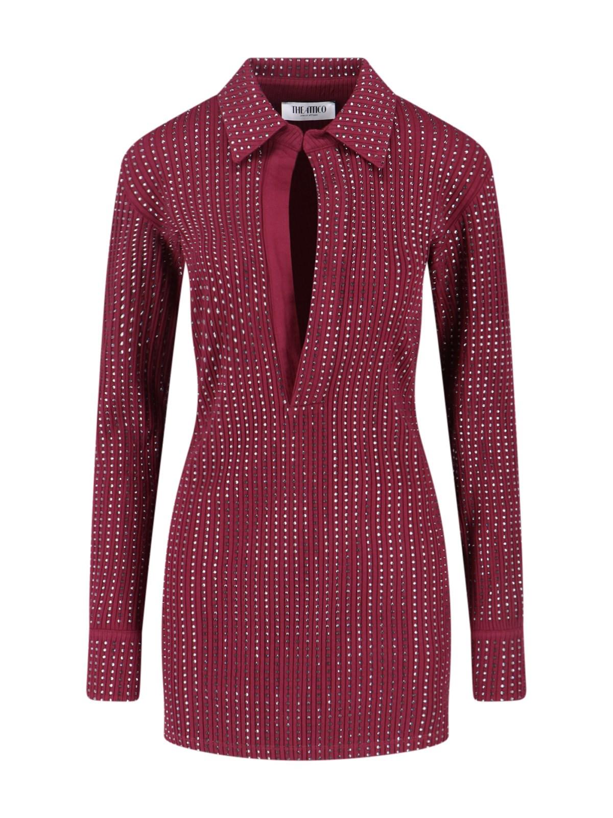 the attico rhinestone mini dress