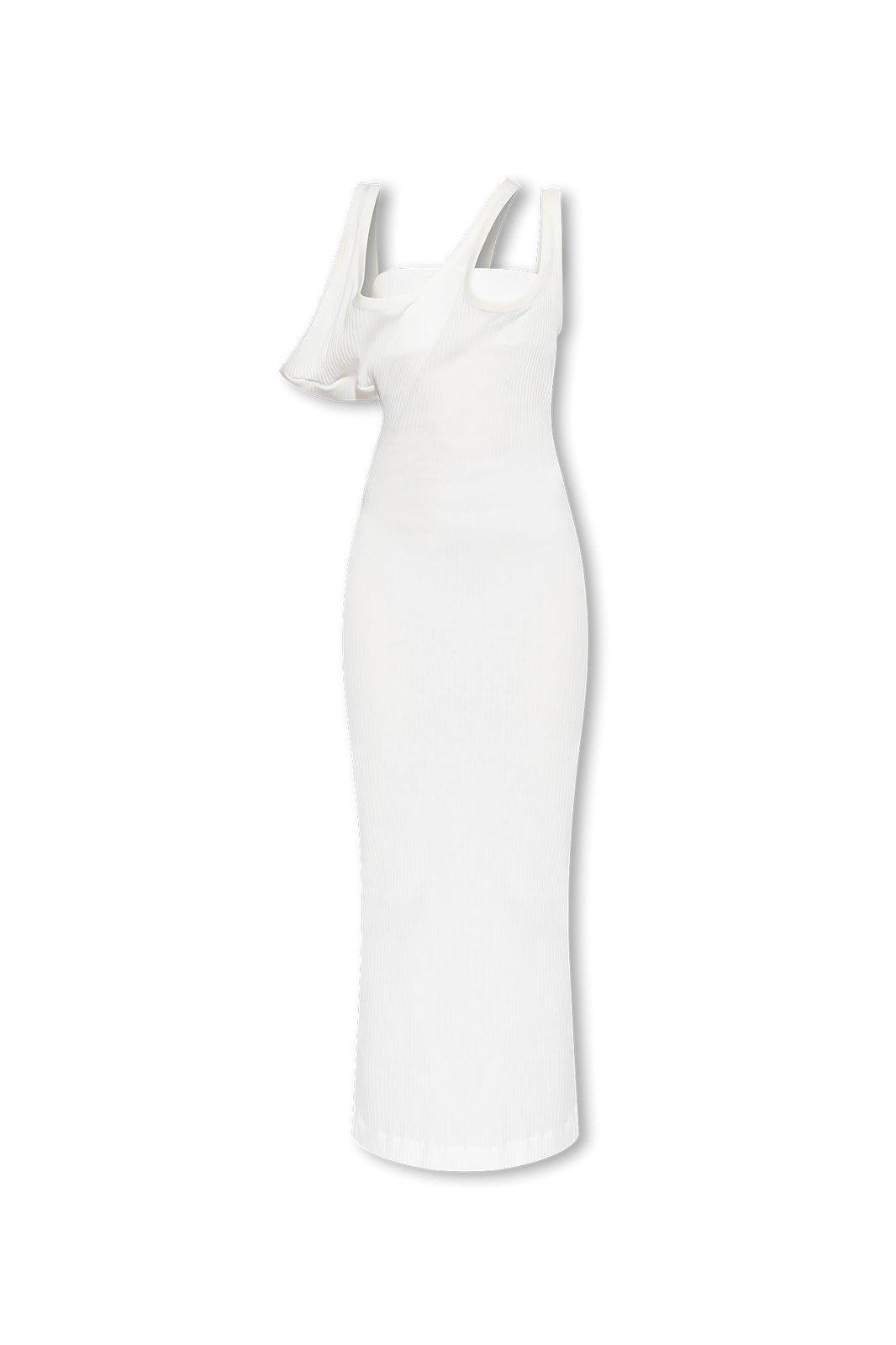 the attico ribbed asymmetric midi dress