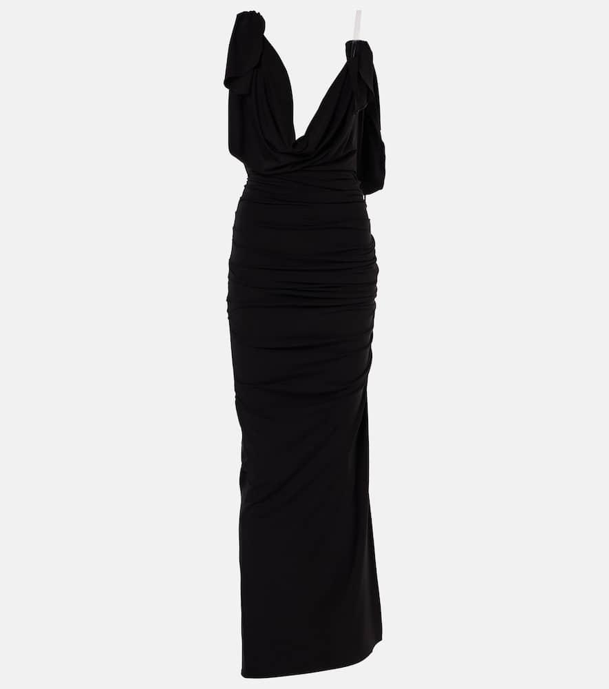 the attico ruched draped jersey gown