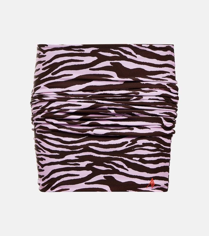 the attico ruched printed lycra miniskirt