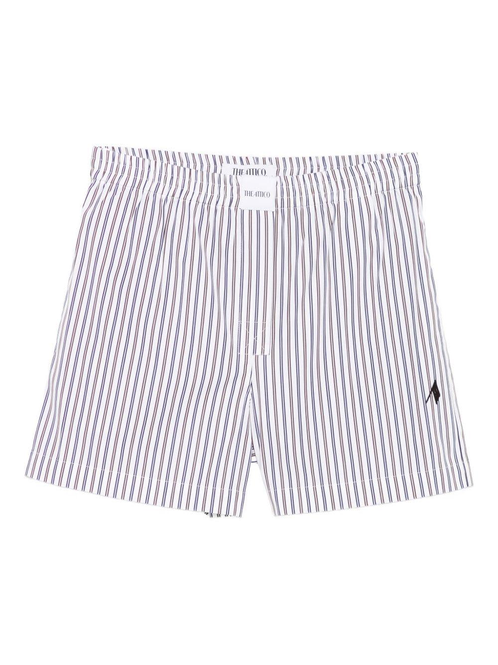 the attico striped cotton shorts