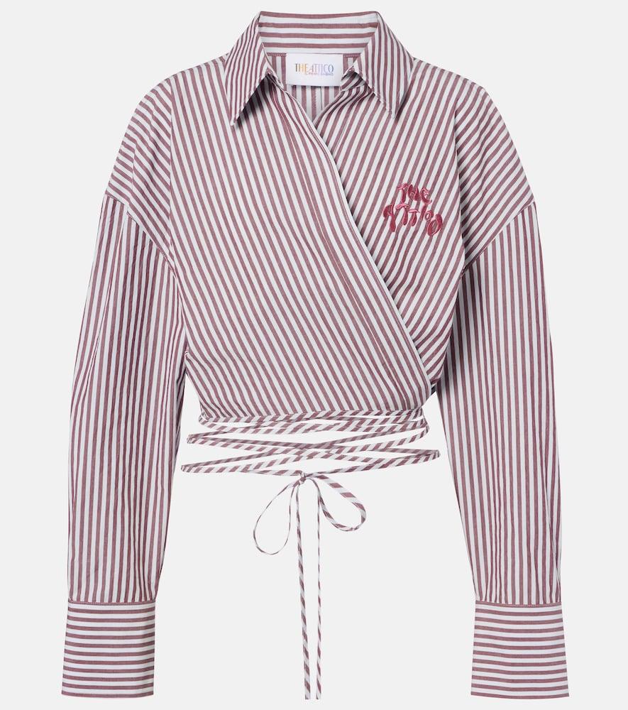 the attico striped cotton wrap top