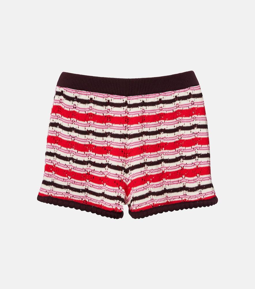 the attico striped crochet cotton shorts