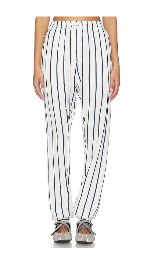 the attico striped pant in white,blue.