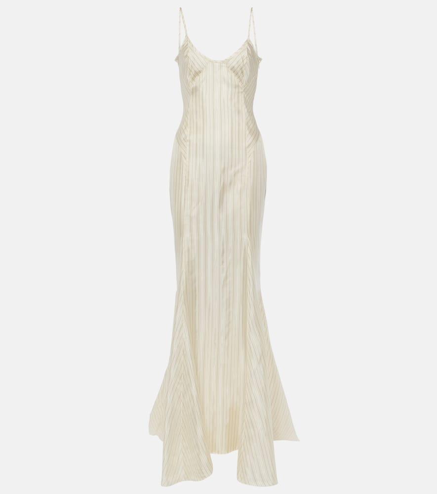 the attico striped satin slip dress