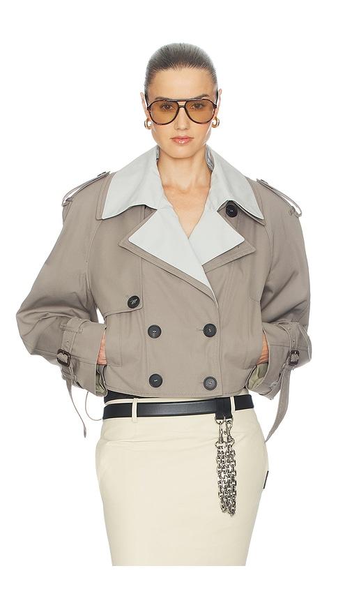 the attico trench bomber jacket in taupe.