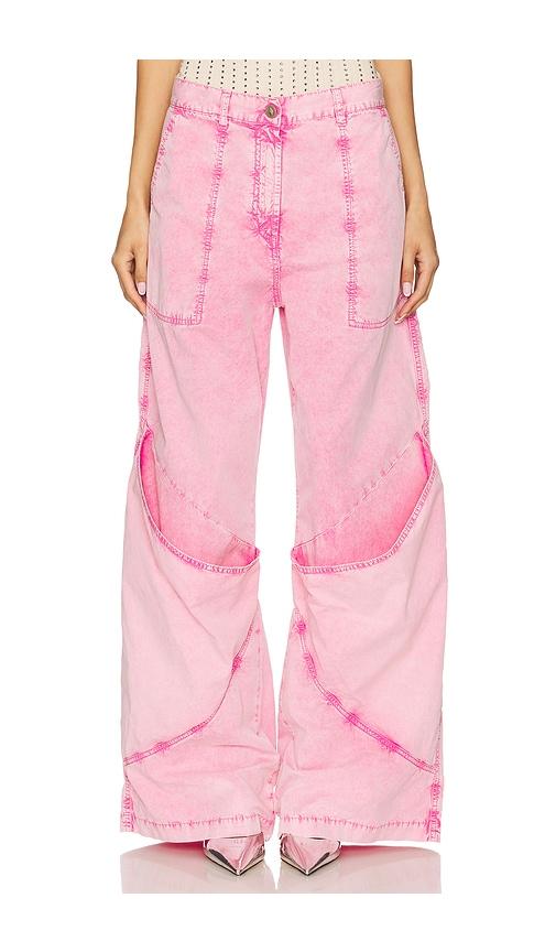 the attico wide leg pant in pink.