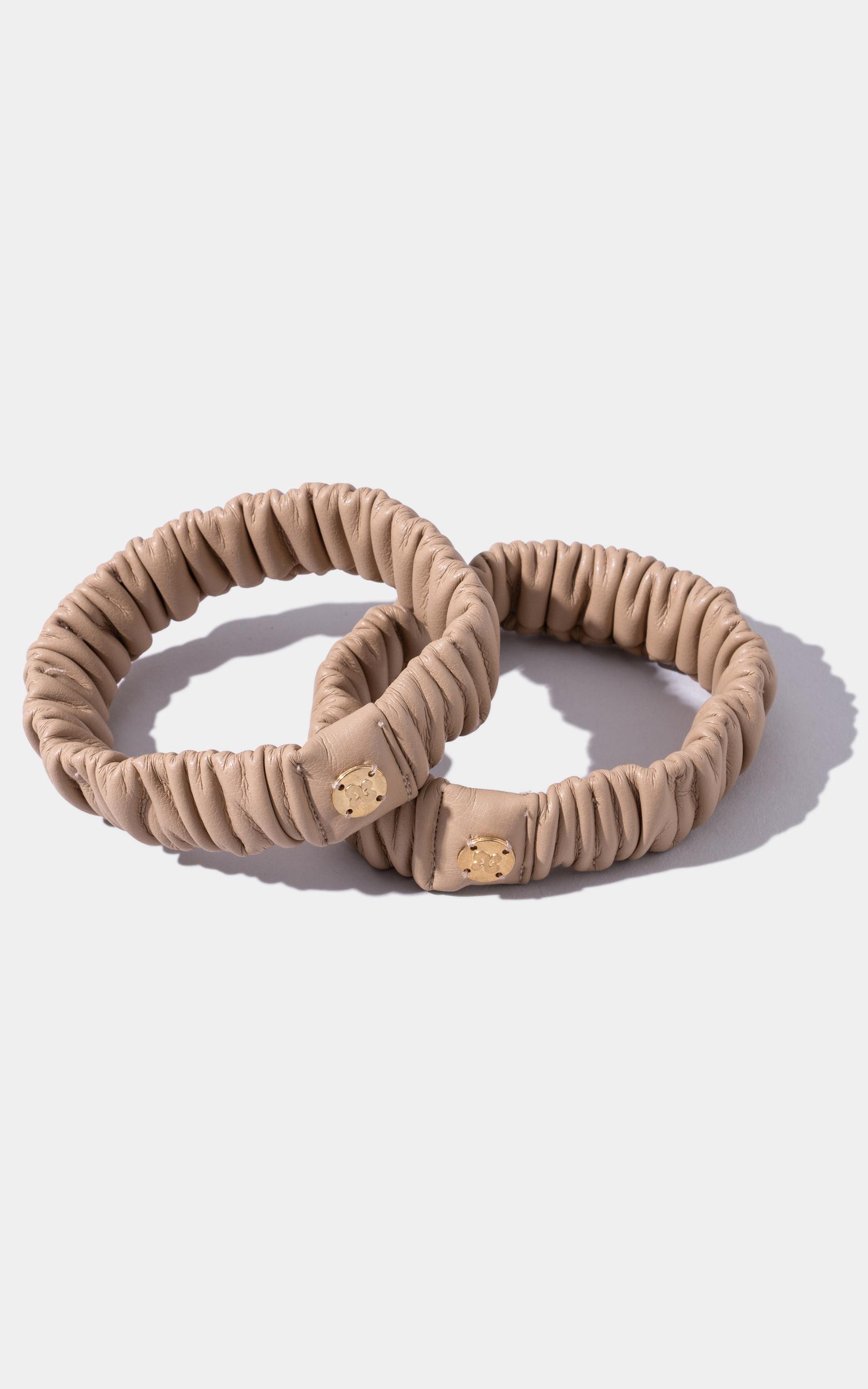 the basic band - luxe sleeve garters in beige