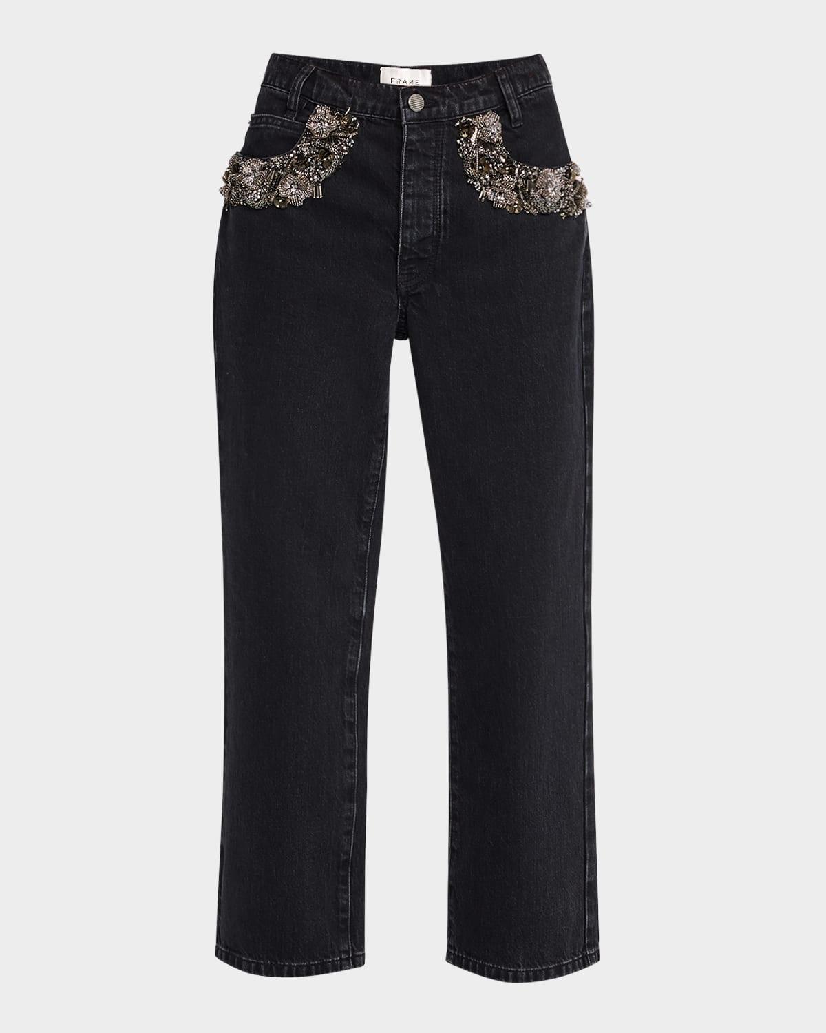 the beaded straight jeans
