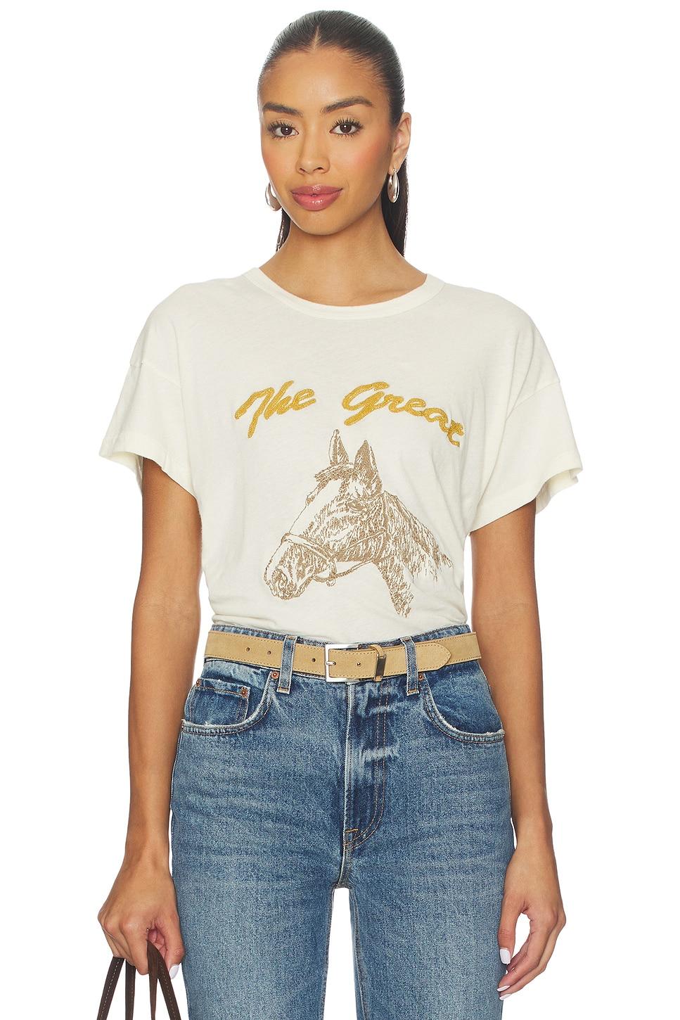 the boxy crew with horse embroidery