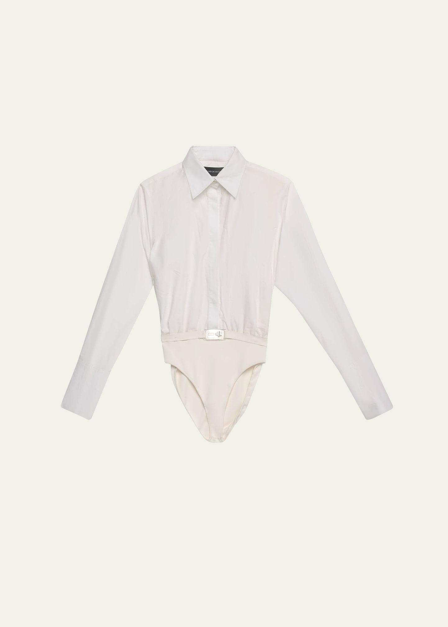 the bradshaw button-up belted bodysuit shirt
