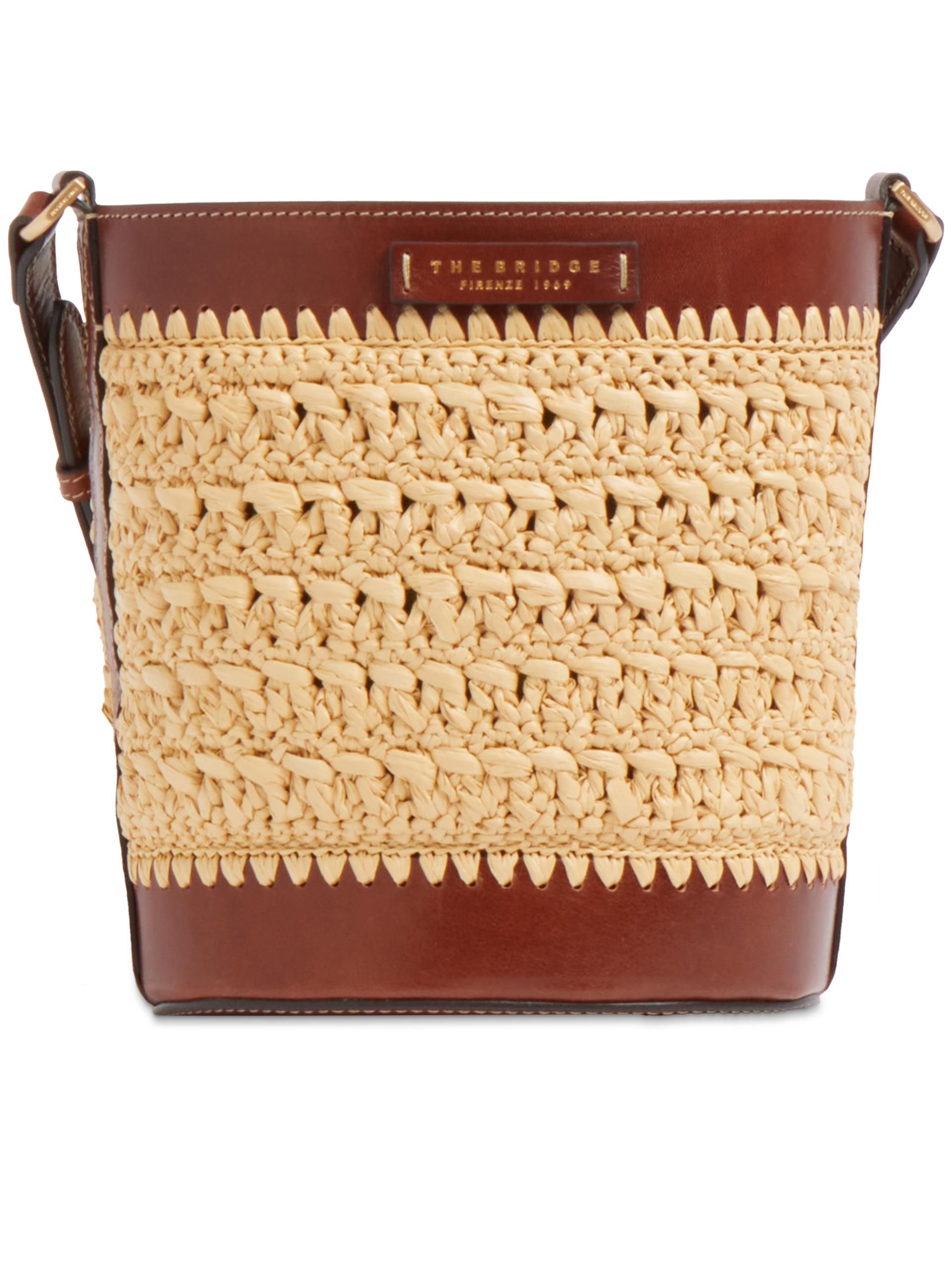 the bridge bucket bag brown raffia borsa - women