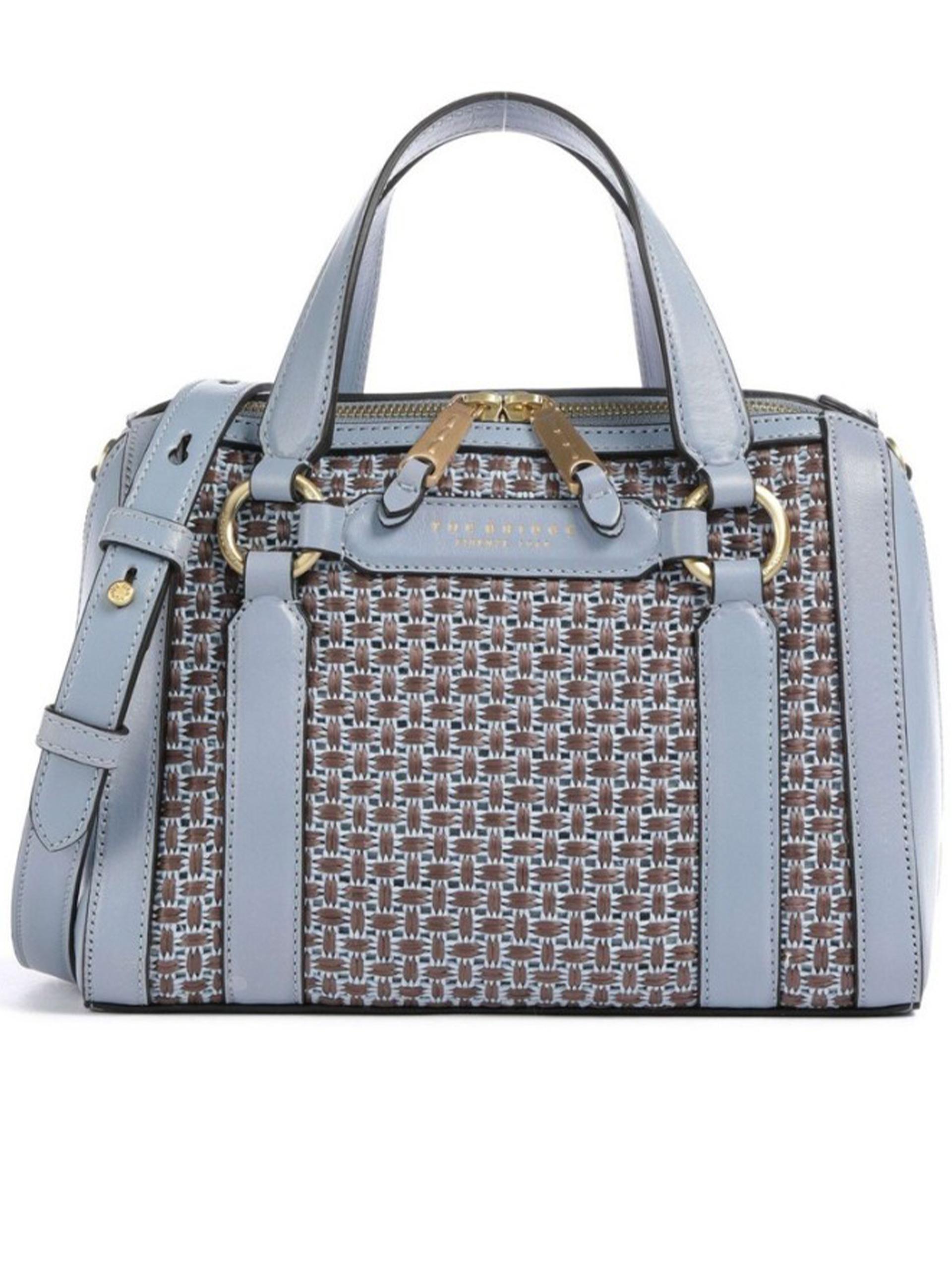 the bridge handbag w-shoulder blue canvas borsa - women