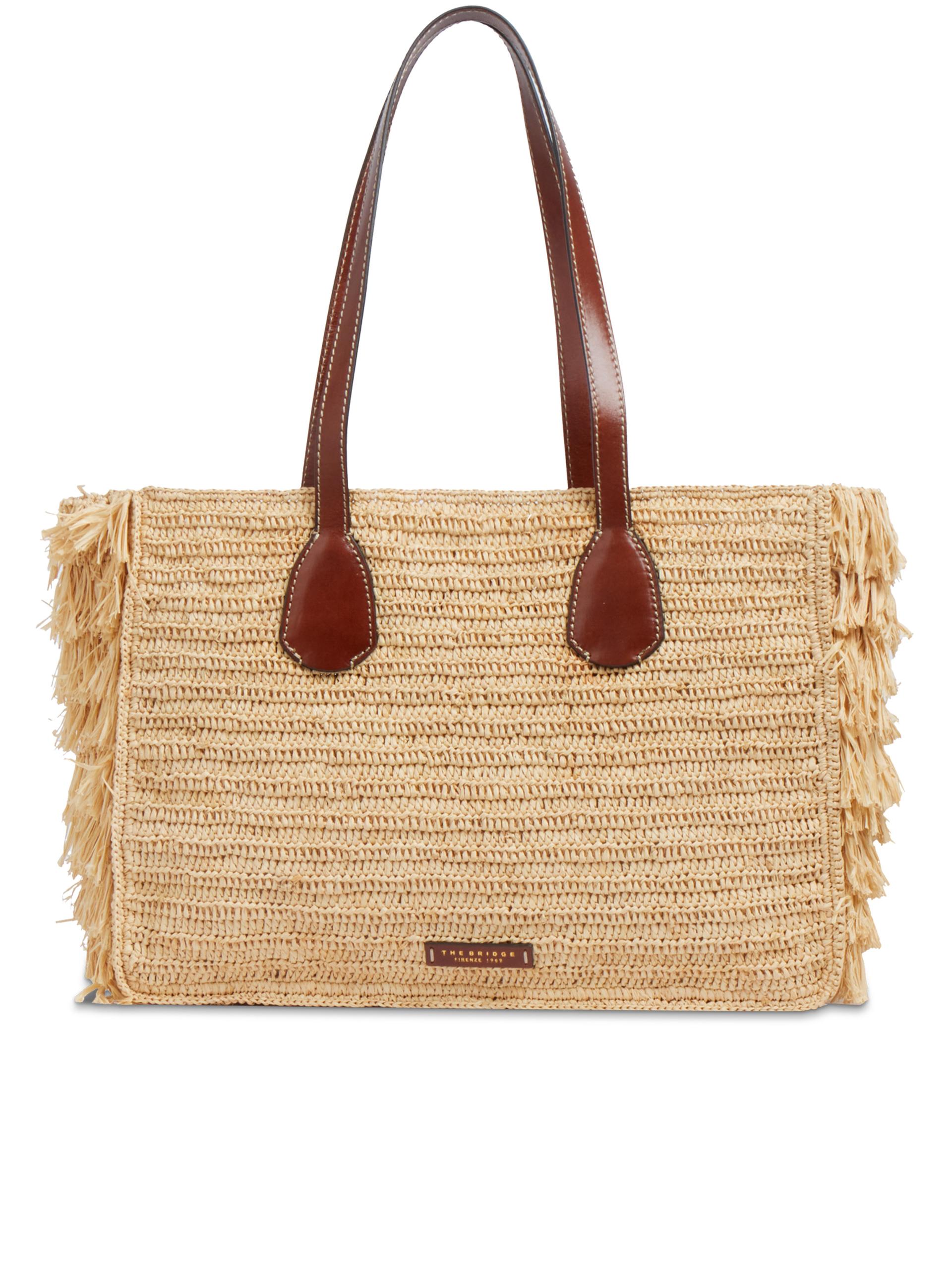 the bridge shopping nude & neutrals straw borsa - women