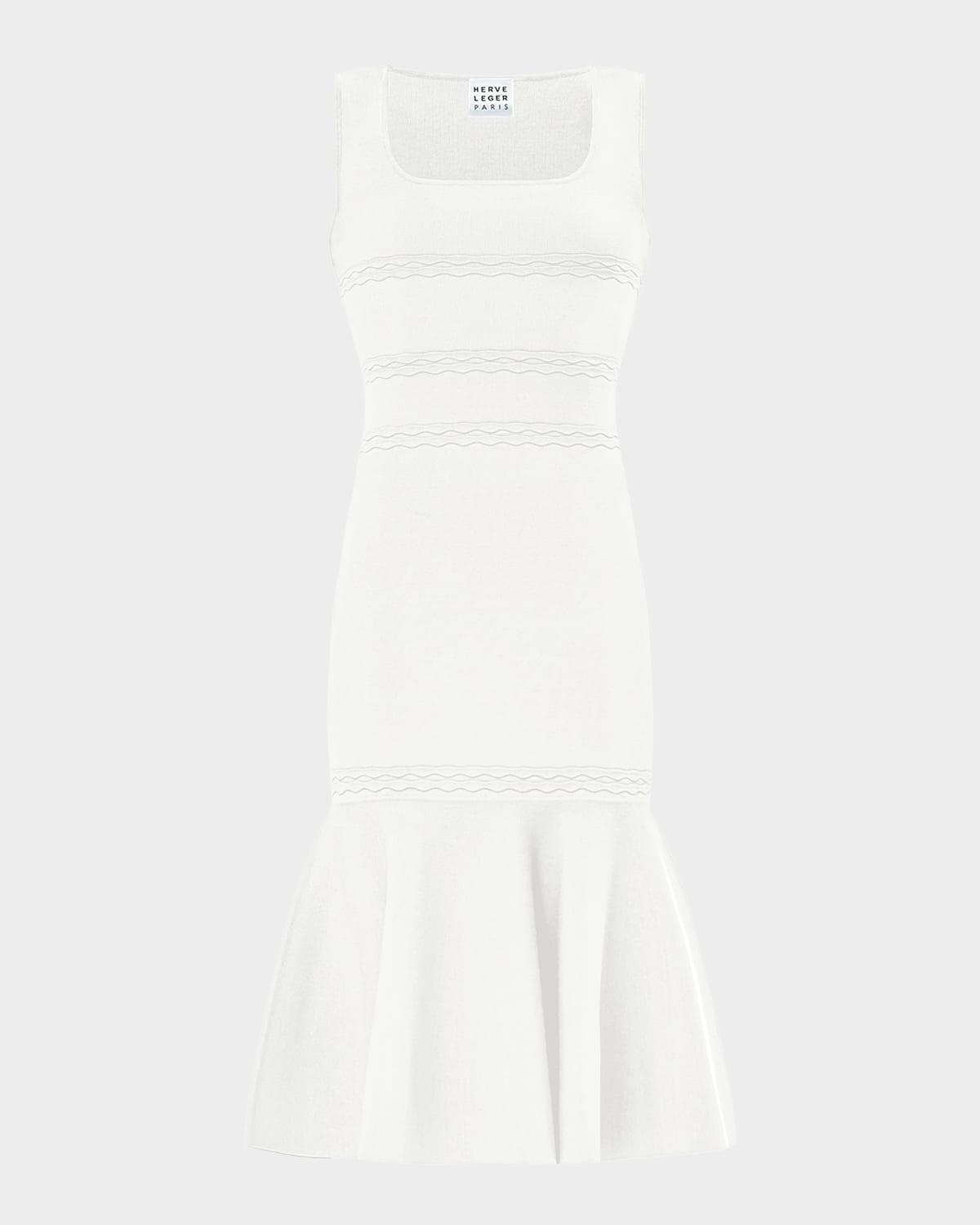the camille sleeveless flounce knit midi dress