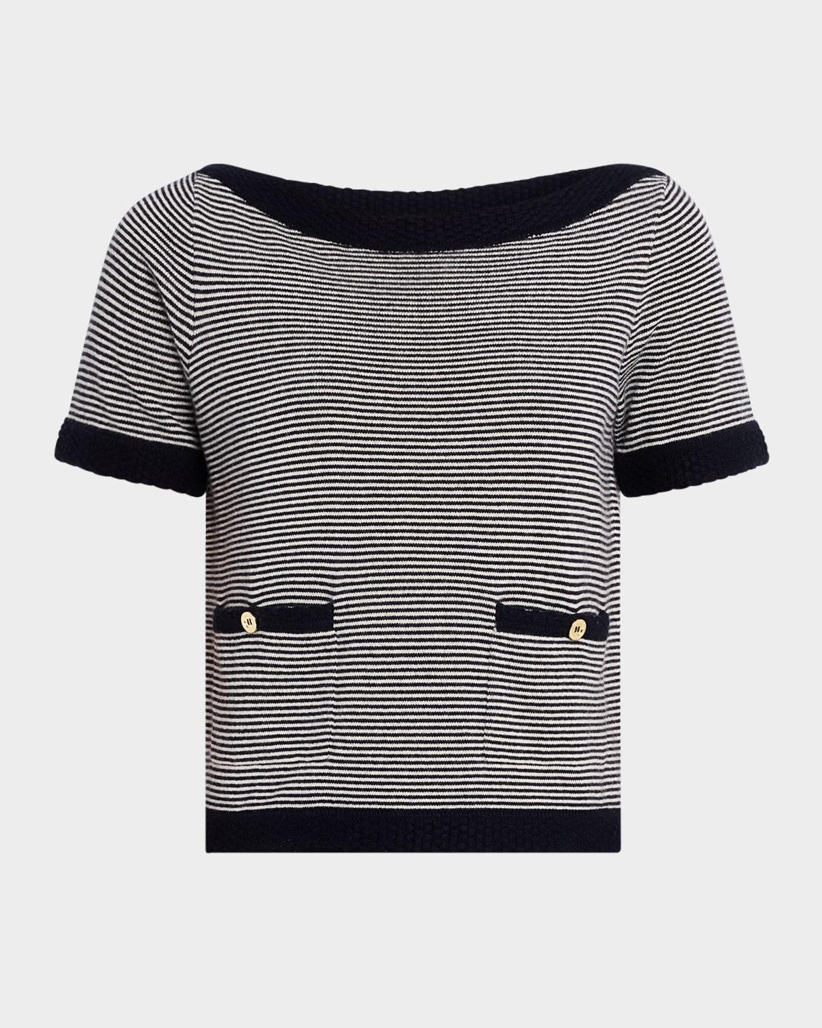 the cashmere boat-neck short-sleeve sweater