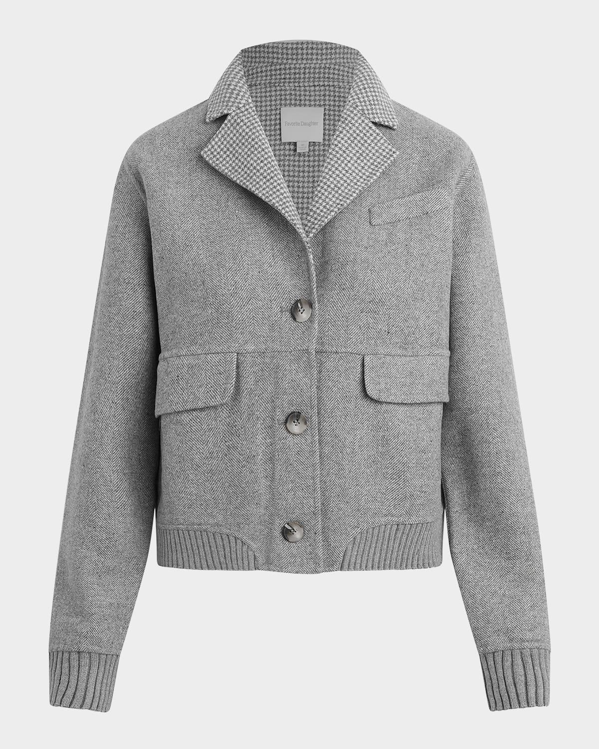 the city herringbone bomber jacket