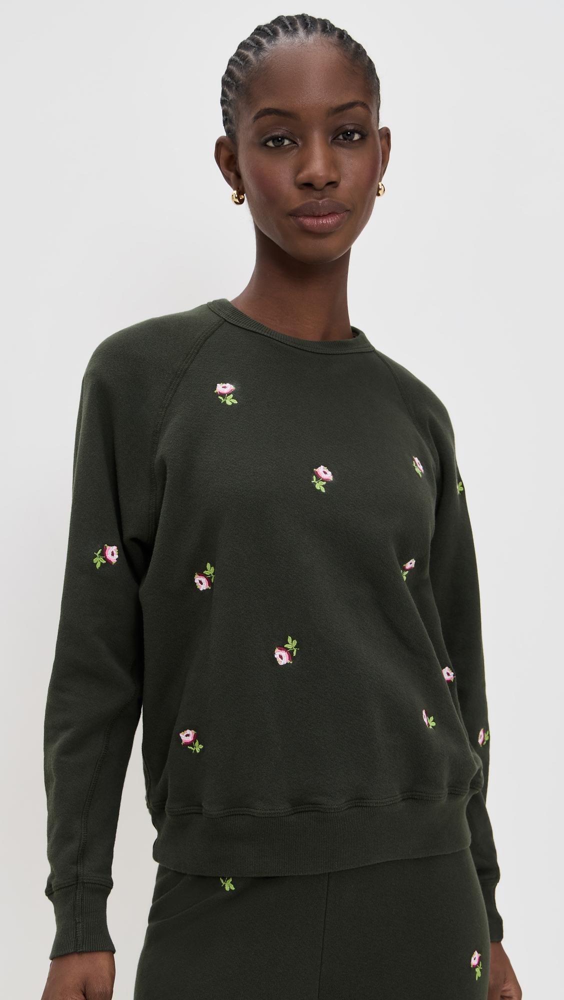 the college sweatshirt with embroidered roses