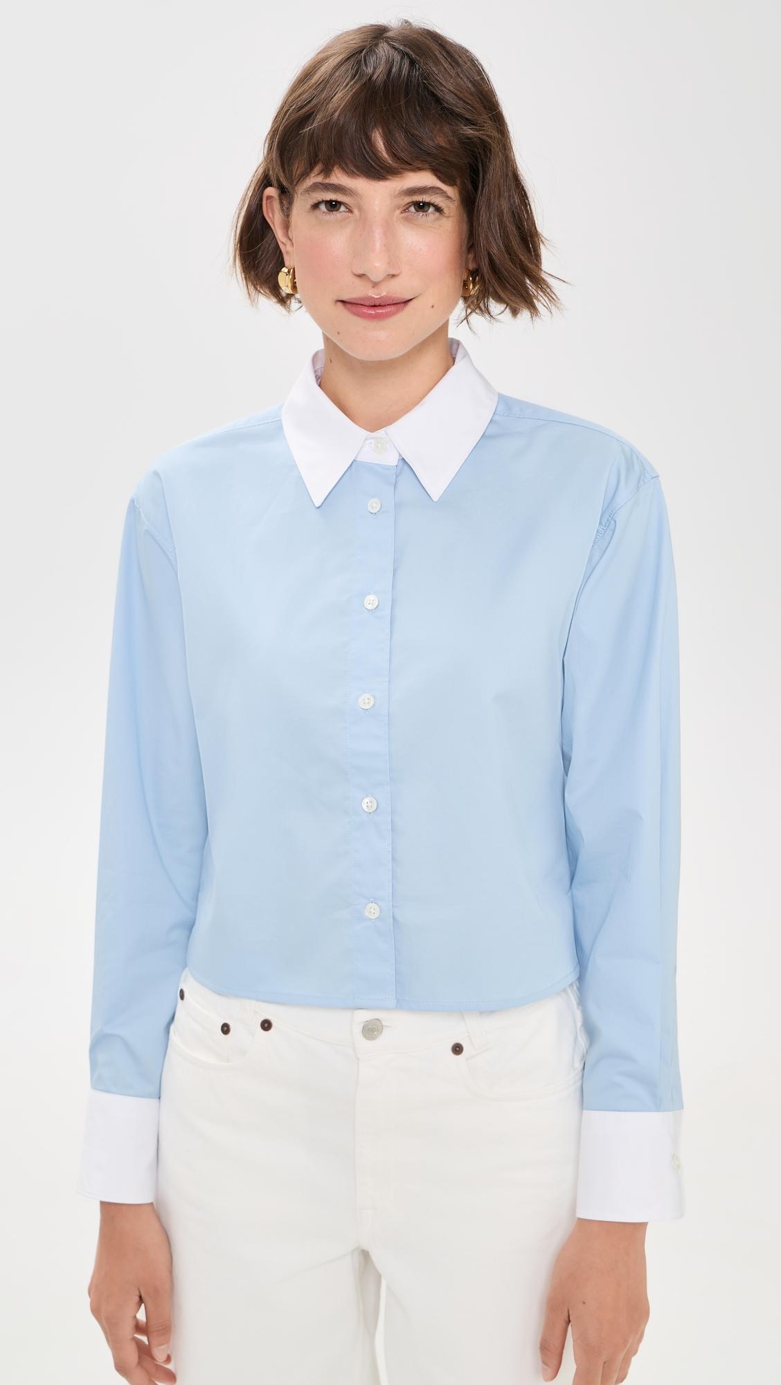 the cropped everything shirt in french blue