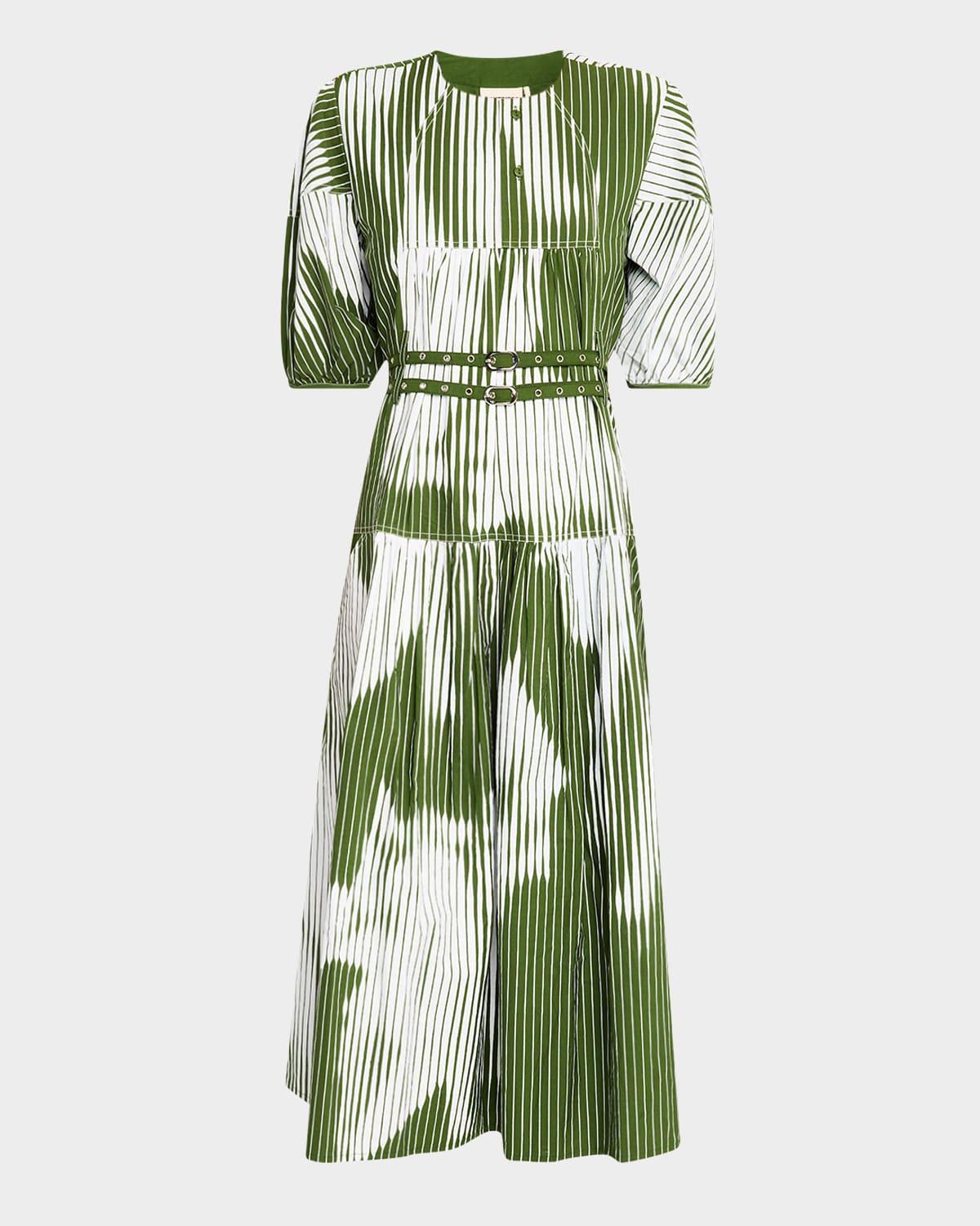 the diana belted striped cotton midi dress