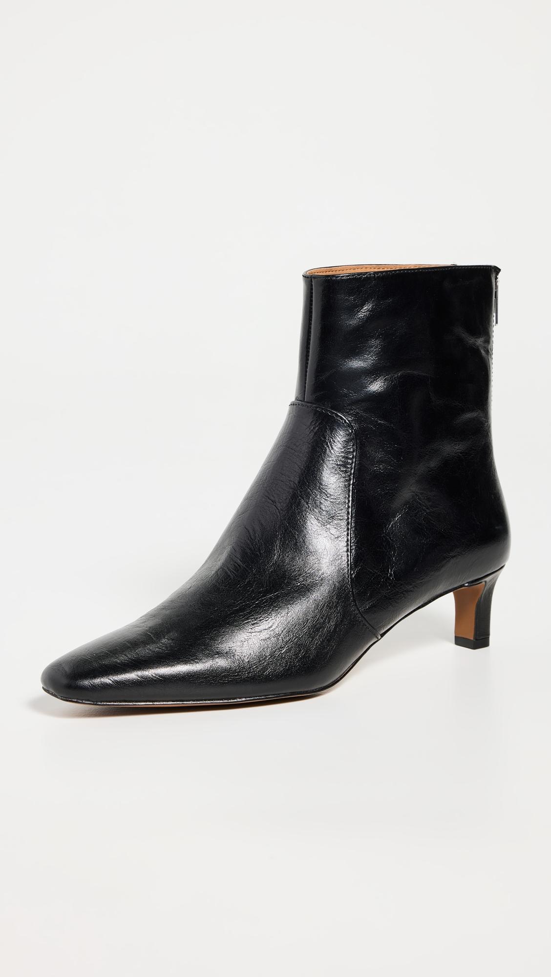 the dimes kitten-heel boot in crinkle leather