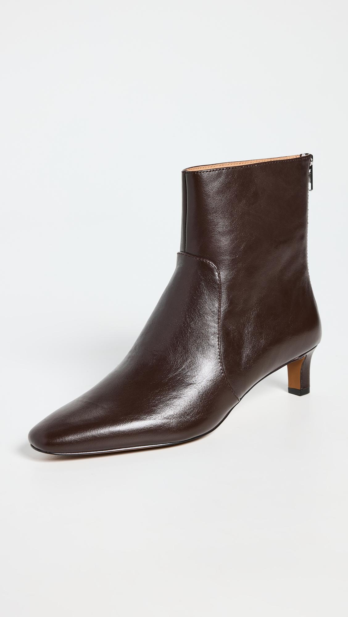 the dimes kitten-heel boot in crinkle leather