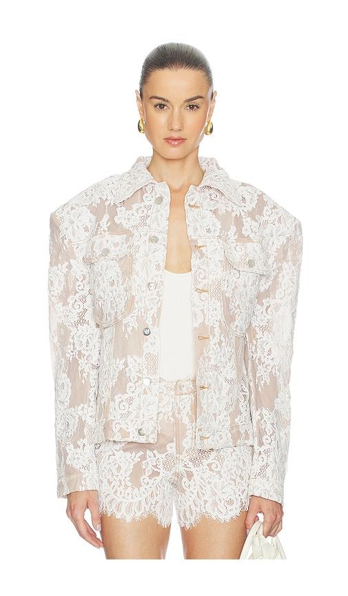 the dolls house chantilly lace jacket in white.