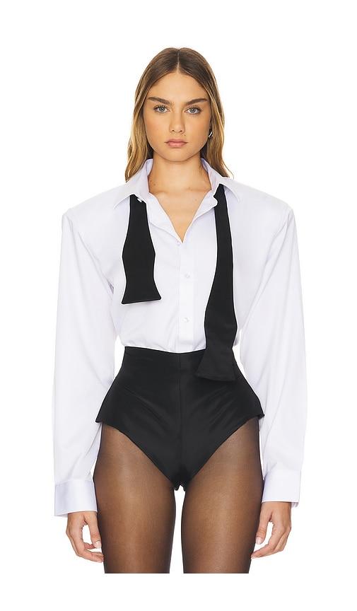 the dolls house toni bow tie shirt in white.