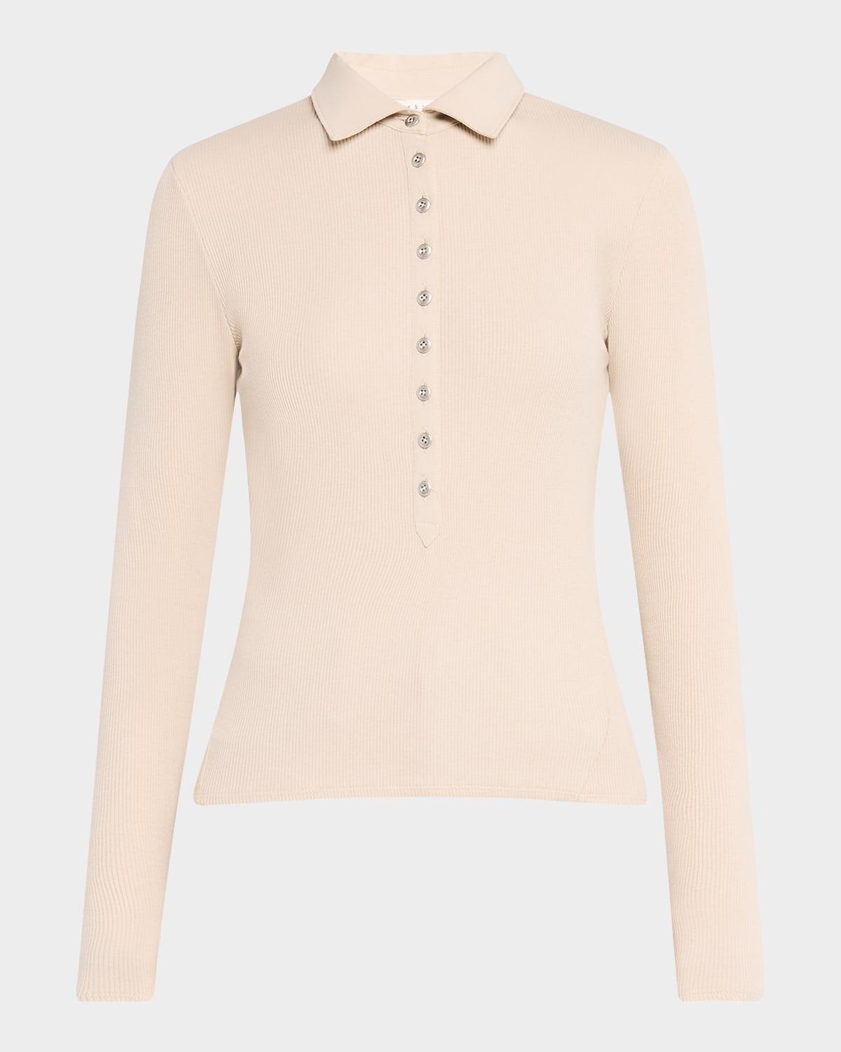 the essential ribbed button polo top